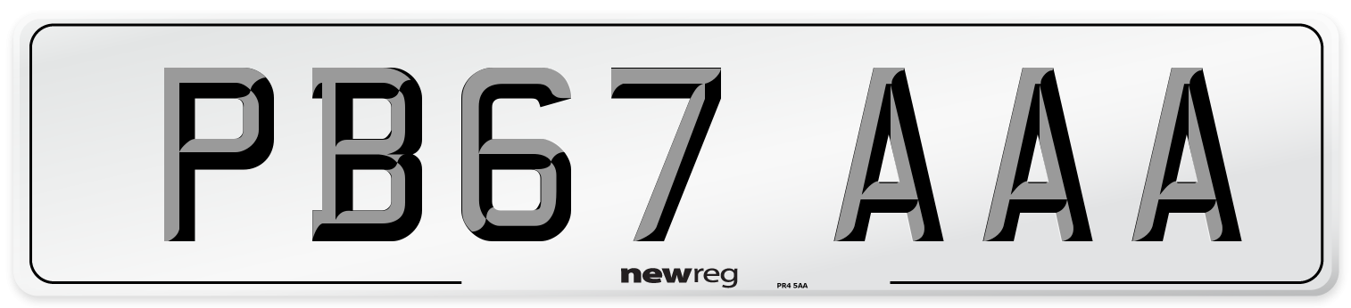 PB67 AAA Number Plate from New Reg